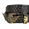 Angel Wings Buckle Black Strap with Black Studs Rhinestone Belt-Belts-The Rhinestone Belts