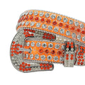 Orange Strap with Orange and Crystal Studs Rhinestone Belt-Belts-The Rhinestone Belts
