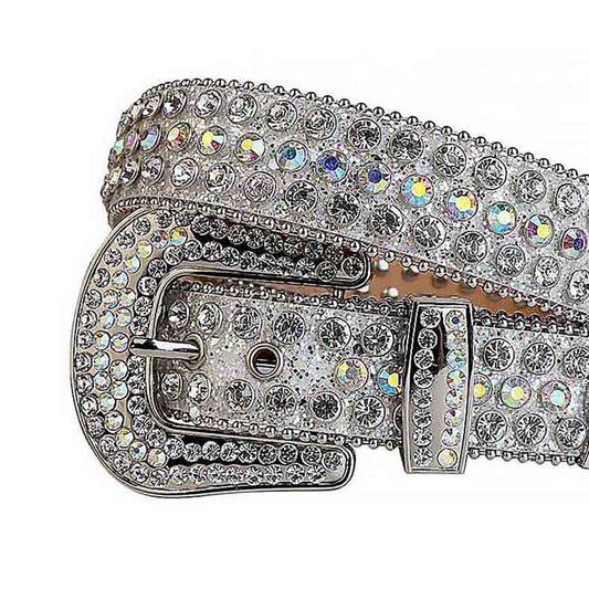 Silver Strap with Silver Studs Rhinestone Belt-Belts-The Rhinestone Belts