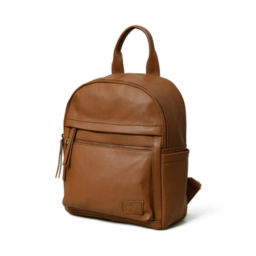 Tan Multi Pocket Women's Leather Backpack