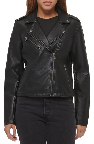 Women's Black Slim Fit Moto Leather Jacket