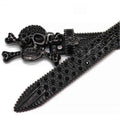 Metal Skull Buckle Black Strap with Black Studs Rhinestone Belt-Belts-The Rhinestone Belts