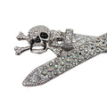 Metal Skull Buckle Silver Strap with Silver and Multi Studs Rhinestone Belt-Belts-The Rhinestone Belts
