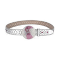 Globe Buckle with Silver and Pink Studs Rhinestone Belt-Belts-The Rhinestone Belts