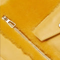 Women's Yellow Faux Shearling Leather Jacket-Women Shearling Jacket-Wayne Leather Jackets