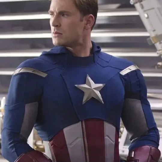 Captain America Steve Rogers Blue Leather Jacket