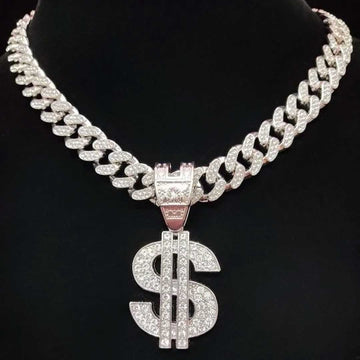 Bling Bold Fashion Dollar Pendant Necklace