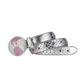 Globe Buckle with Silver and Pink Studs Rhinestone Belt-Belts-The Rhinestone Belts