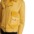Women's Yellow Faux Shearling Leather Jacket-Women Shearling Jacket-Wayne Leather Jackets