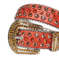 Multi Rhinestones with Red Strap Rhinestone Belt-Belts-The Rhinestone Belts