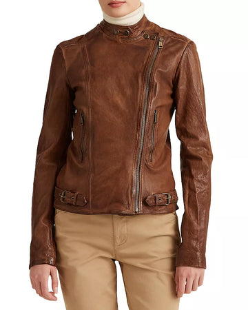 Women's Burnished Moto Leather Jacket