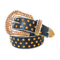 Orange Rhinestones with Black Strap Rhinestone Belt-Belts-The Rhinestone Belts