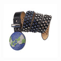 Globe Buckle with Blue and Crystal Studs Rhinestone Belt-Belts-The Rhinestone Belts