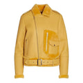Women's Yellow Faux Shearling Leather Jacket-Women Shearling Jacket-Wayne Leather Jackets