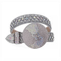 Globe Buckle with Silver and Crystal Studs Rhinestone Belt-Belts-The Rhinestone Belts