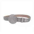 Globe Buckle with Silver and Crystal Studs Rhinestone Belt-Belts-The Rhinestone Belts