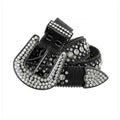 Black Strap with Crystal Studs Rhinestone Belt-Belts-The Rhinestone Belts