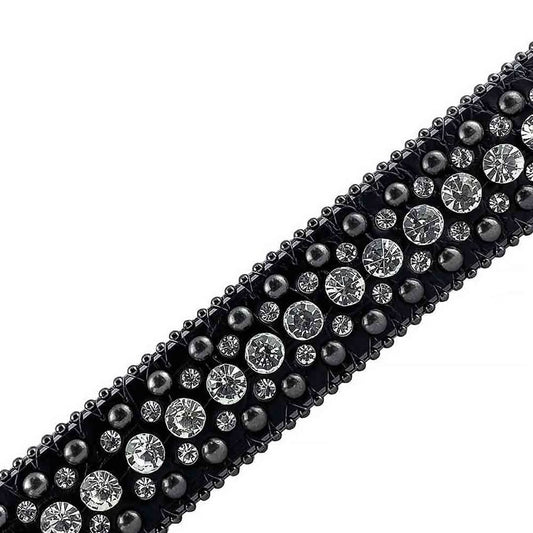 Black Strap with Crystal Studs Rhinestone Belt-Belts-The Rhinestone Belts