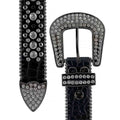 Black Strap with Crystal Studs Rhinestone Belt-Belts-The Rhinestone Belts
