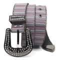 Engraved Buckle Angel Trbnch with White Studded Strap Rhinestone Belt-Belts-The Rhinestone Belts