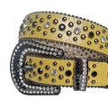 Diamond Rhinestones and Black Studs with Yellow Strap Rhinestone Belt-Belts-The Rhinestone Belts