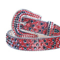 Red and Black Rhinestones with Red Snake Texture Strap Rhinestone Belt-Belts-The Rhinestone Belts