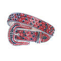 Red and Black Rhinestones with Red Snake Texture Strap Rhinestone Belt-Belts-The Rhinestone Belts