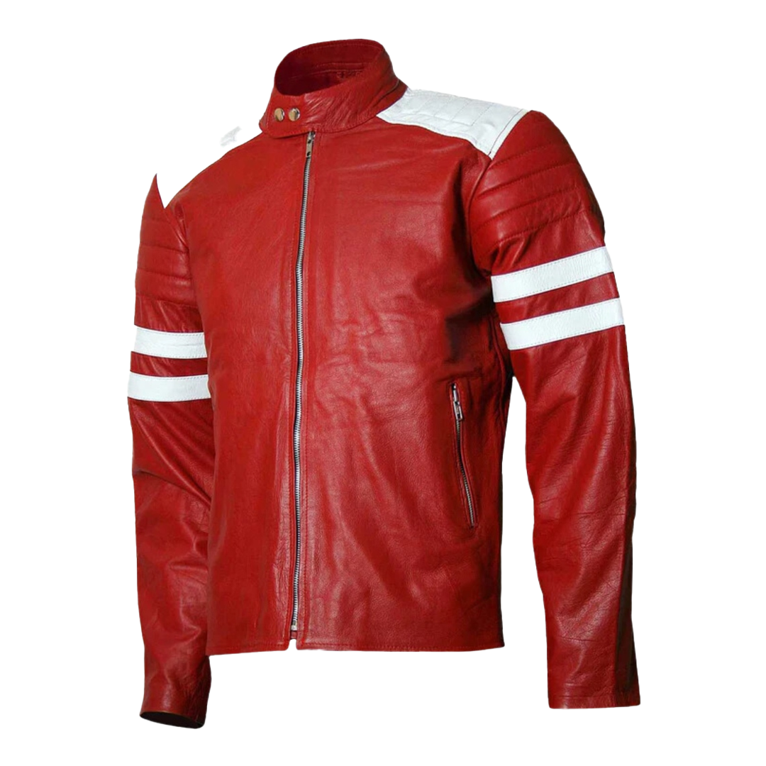 Brad Pitt Fight Club Tyler Durden Red Leather Jacket