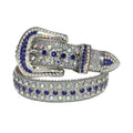 Blue and Chromatic Rhinestones with Silver Glitter Strap Rhinestone Belt-Belts-The Rhinestone Belts
