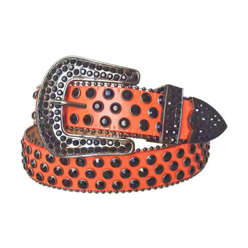 Black Rhinestones with Orange Strap Rhinestone Belt-Belts-The Rhinestone Belts