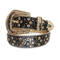 Black and Gold Rhinestones with Black Glitter Strap Rhinestone Belt-Belts-The Rhinestone Belts