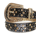 Black and Gold Rhinestones with Black Glitter Strap Rhinestone Belt-Belts-The Rhinestone Belts