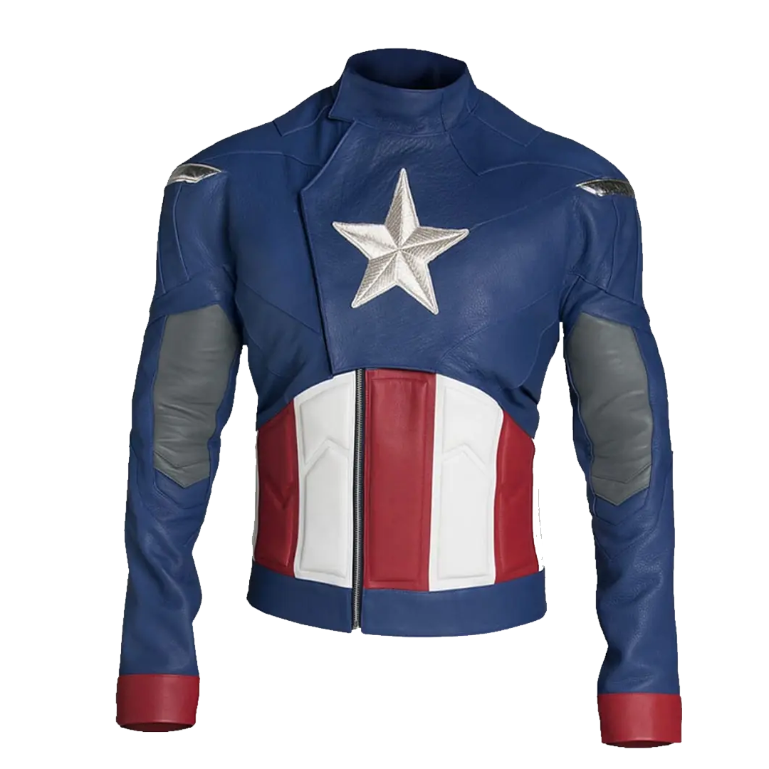 Captain America Steve Rogers Blue Leather Jacket