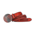 Globe Buckle with Red and Black Studs Rhinestone Belt-Belts-The Rhinestone Belts