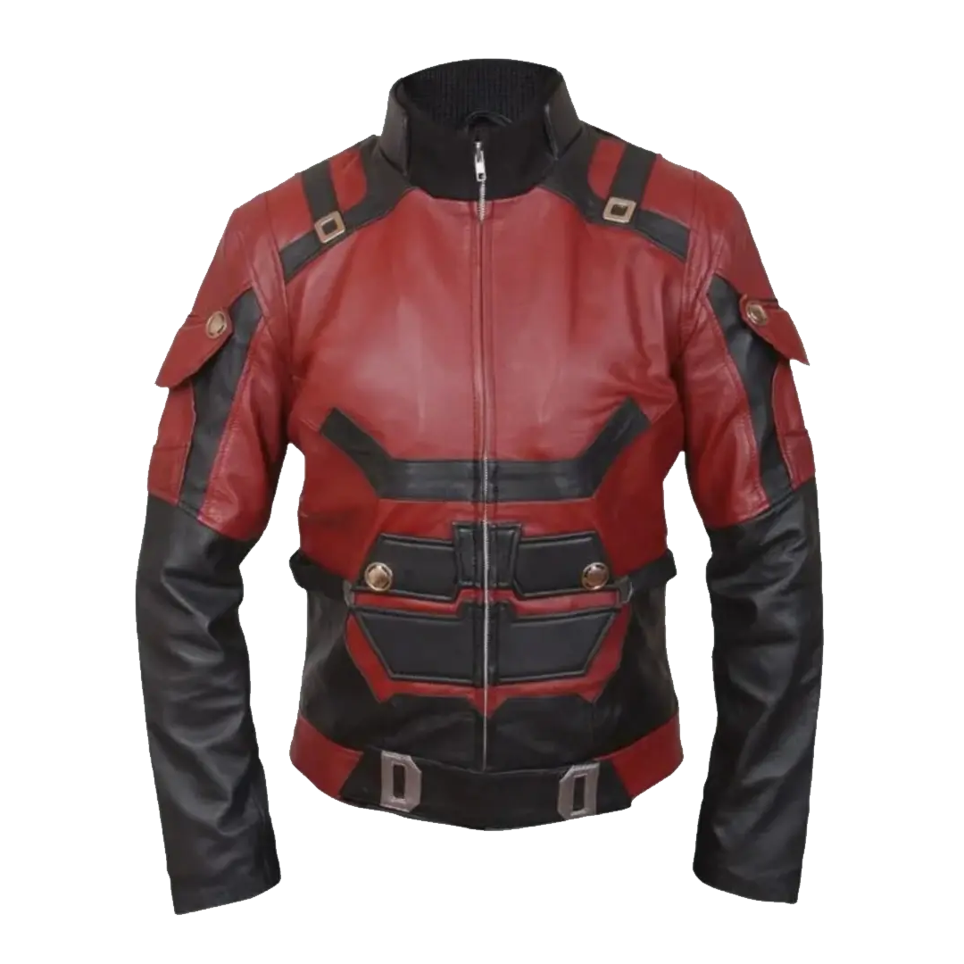 Charlie Cox Daredevil Matt Murdock Red Leather Jacket