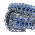 Diamond and Black Rhinestones with Blue Textured Strap Rhinestone Belt-Belts-The Rhinestone Belts