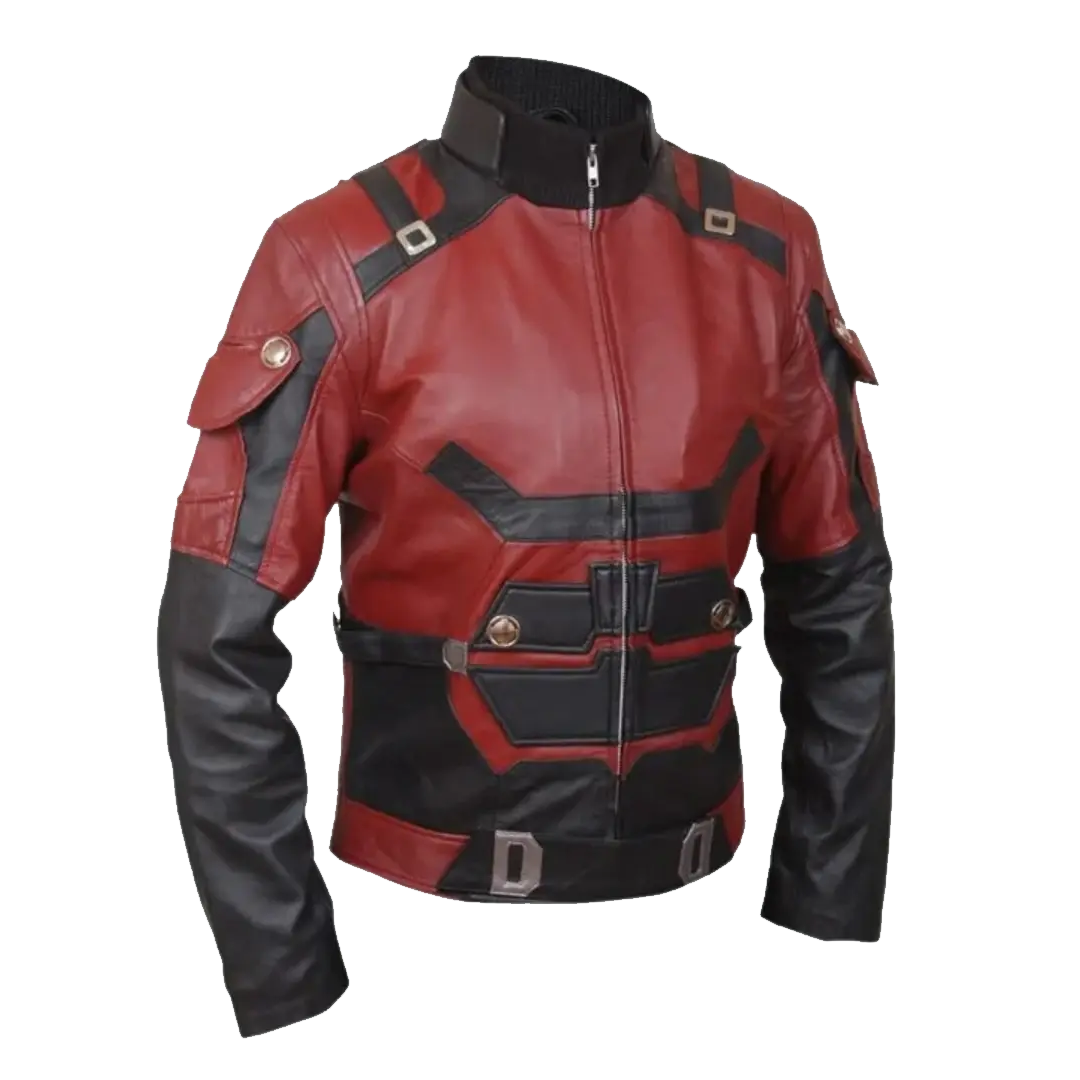 Charlie Cox Daredevil Matt Murdock Red Leather Jacket