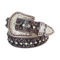 Wine and Chromatic Rhinestones with Black Strap Rhinestone Belt-Belts-The Rhinestone Belts