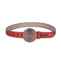 Globe Buckle with Red and Black Studs Rhinestone Belt-Belts-The Rhinestone Belts