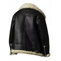 Women's Black Ivory Faux Shearling Aviator Leather Jacket-Women Shearling Jacket-Wayne Leather Jackets