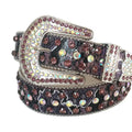 Wine and Chromatic Rhinestones with Black Strap Rhinestone Belt-Belts-The Rhinestone Belts