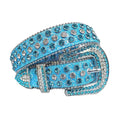 Sky Blue and Clear Rhinestones with Sky Glitter Strap Rhinestone Belt-Belts-The Rhinestone Belts