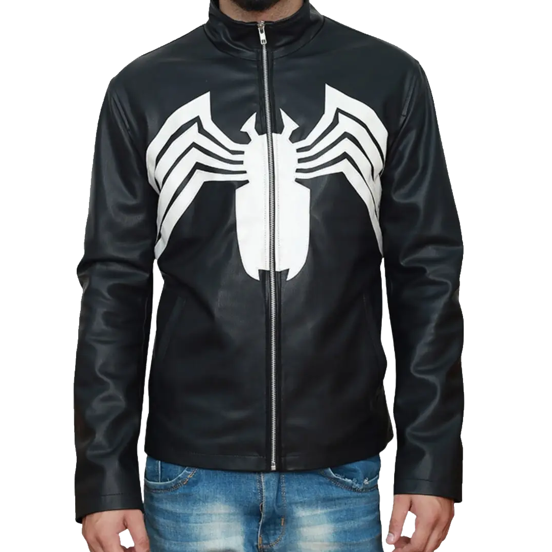 Black Tom Hardy Venom Eddie Brock Leather Jacket