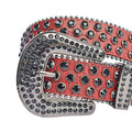 Black Rhinestone with Red Snake Texture Strap Rhinestone Belt-Belts-The Rhinestone Belts