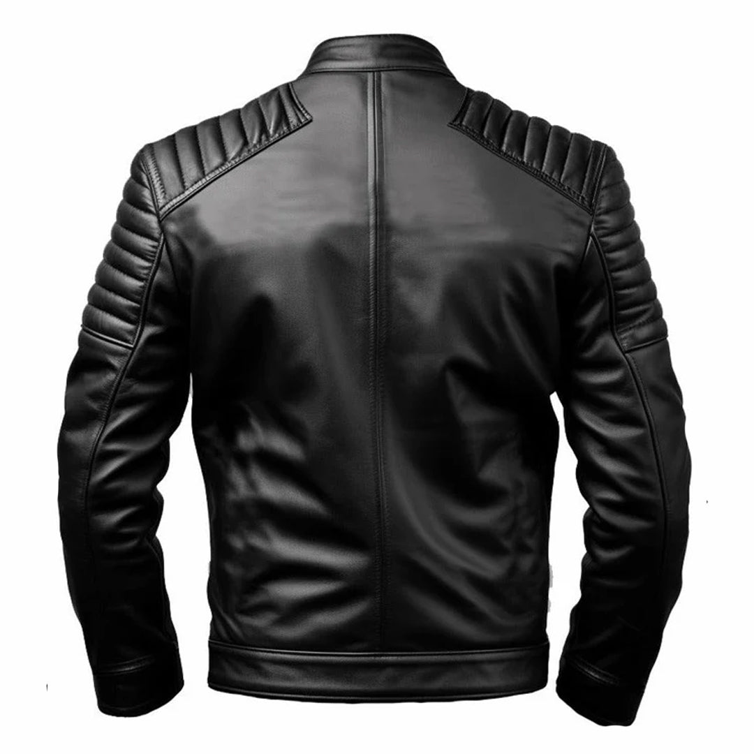 Men's Black Slim fit Genuine Leather Jacket