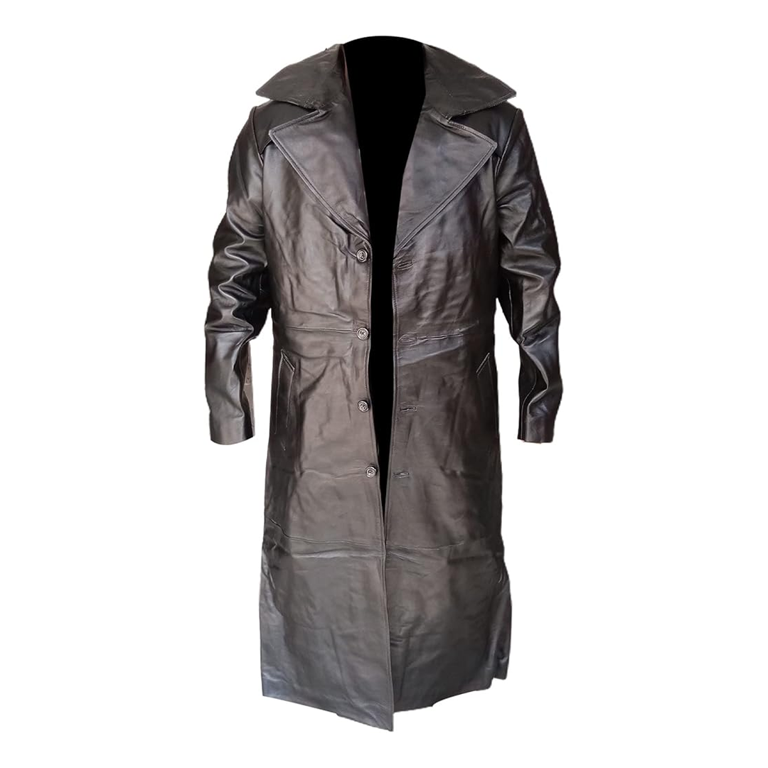 Black Trench 100% Real Leather Coat