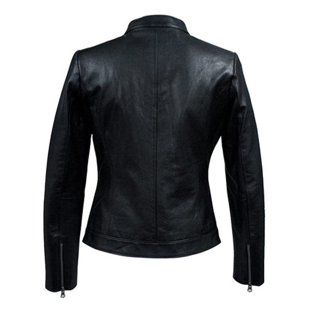 Women's Black Prison Moto Leather Jacket