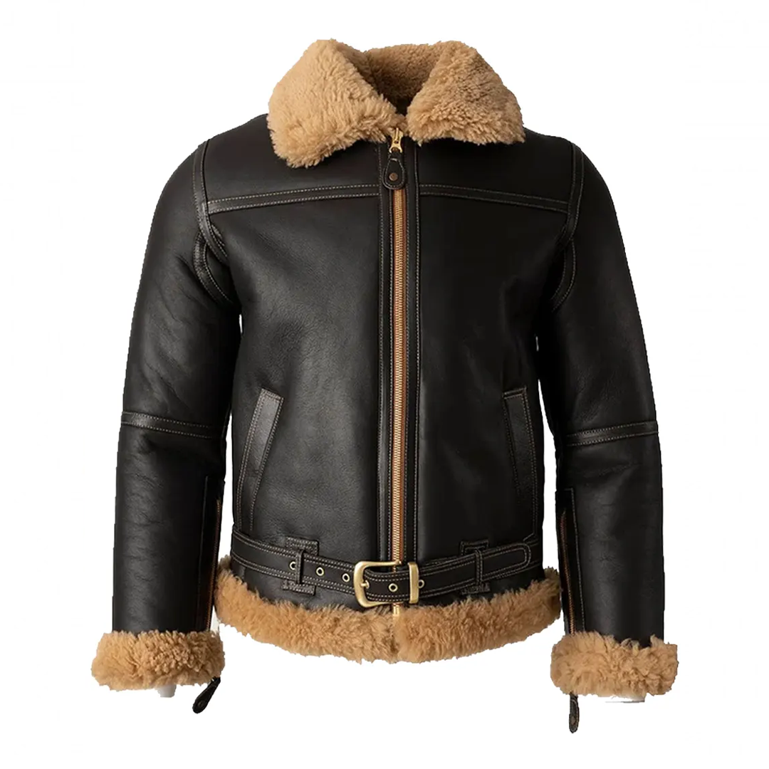 Men's B3 RAF Aviator Dark Brown Shearling Leather Jacket