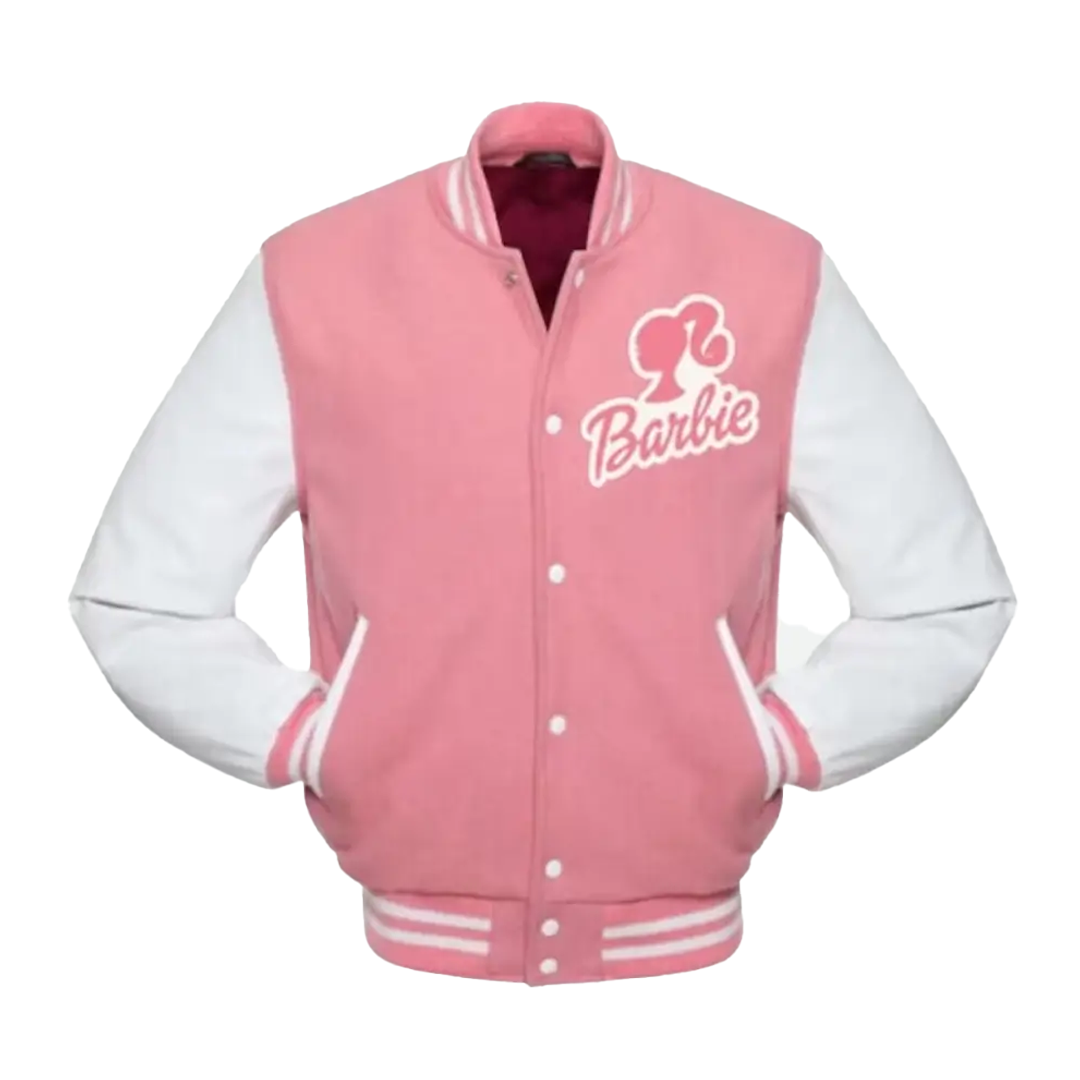 Barbie Pink and White Varsity Jacket