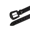 Engraved Buckle Cross Black Strap with Black Studs Rhinestone Belt-Belts-The Rhinestone Belts